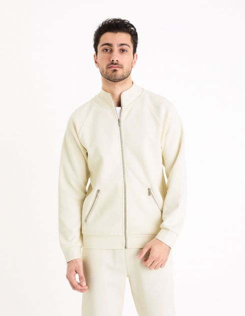 Sweat col rond straight coton mélangé - blanc