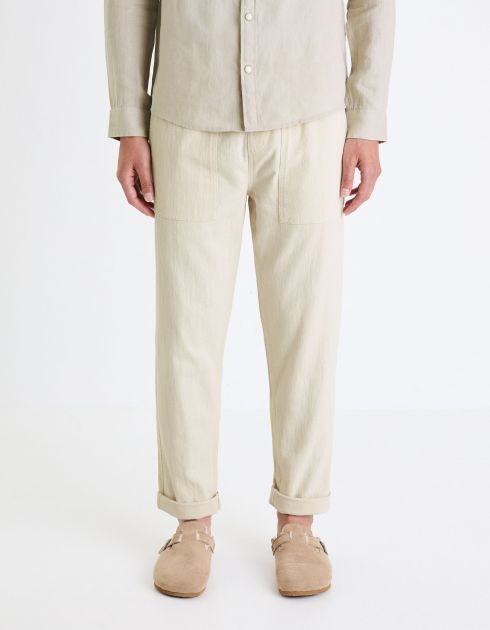 Pantalon jogger en coton - beige