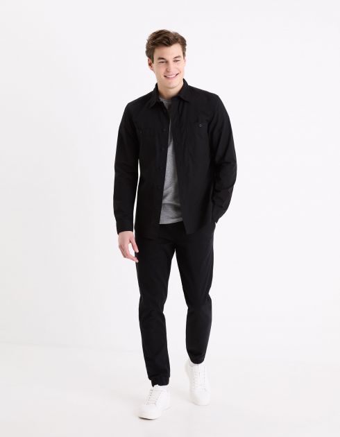 Chemise col français regular 100% coton - noir