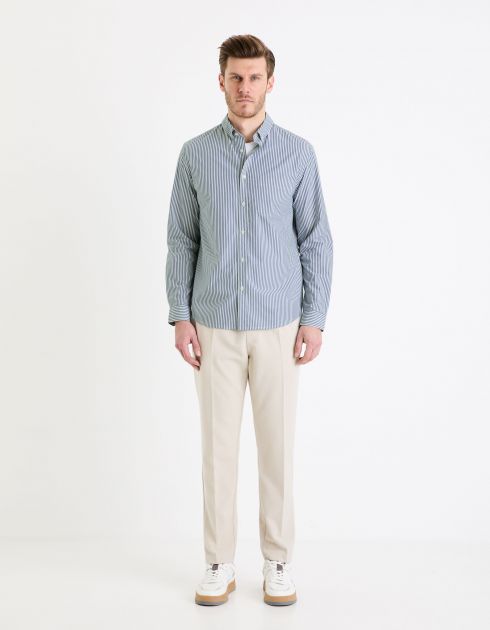 Chemise col boutonné regular 100% coton - bleu