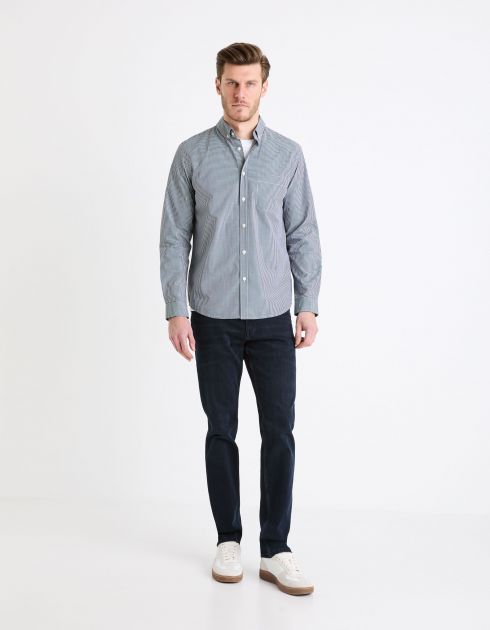 Chemise col boutonné regular 100% coton - bleu foncé