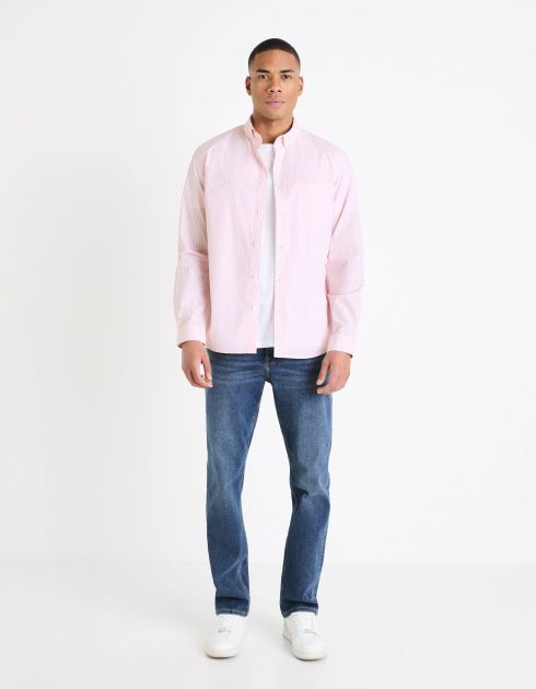 Chemise col boutonné regular 100% coton - rose