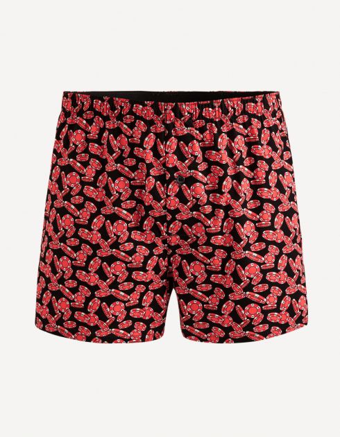Caleçon en coton motifs jetons - noir