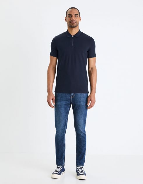 Polo piqué en coton supima stretch - marine