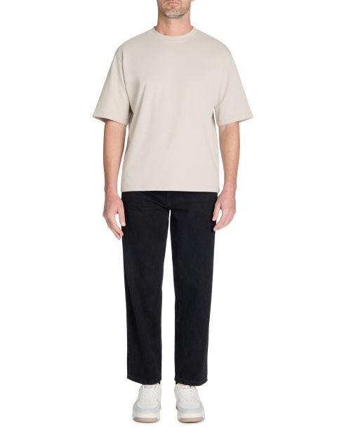 T-shirt infroissable oversize col rond - beige