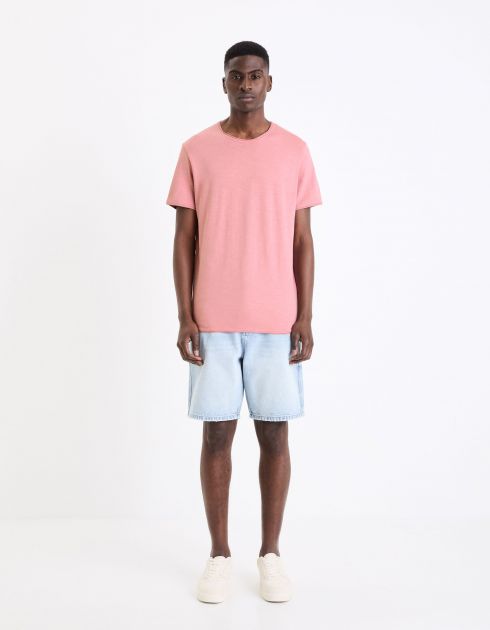 T-shirt à col rond en coton - rose