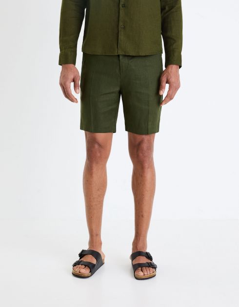 Bermuda en lin - vert