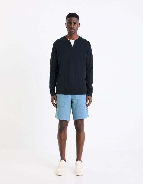 Bermuda jogging en coton - bleu