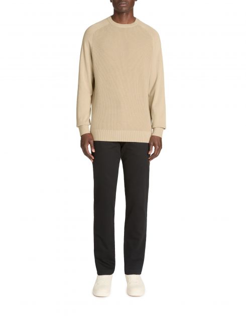 Pull col rond gauffré 100% coton - écru