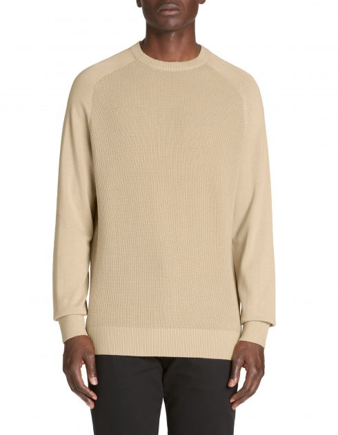Pull col rond gauffré 100% coton - écru