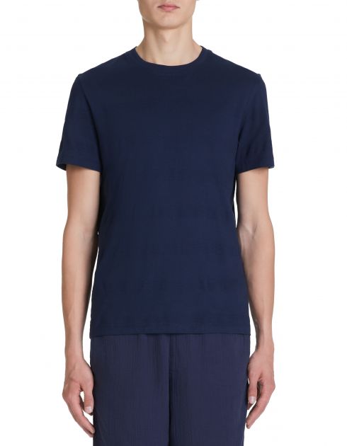 T-shirt col rond en coton - marine
