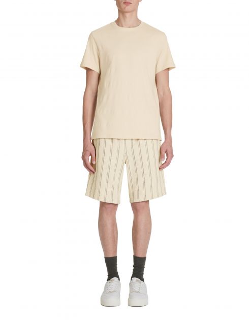 T-shirt col rond en coton - beige