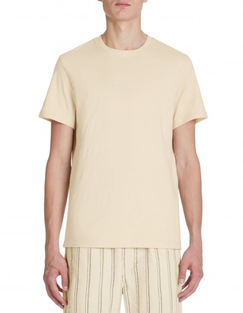 T-shirt col rond en coton - beige