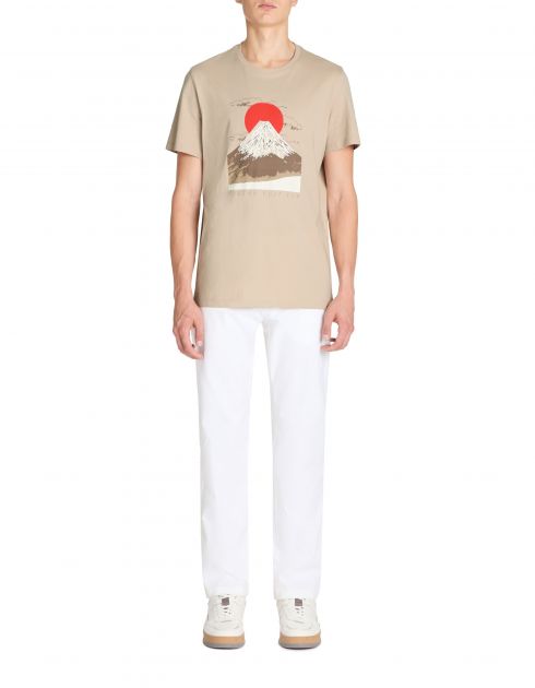 T-shirt col rond en coton - beige