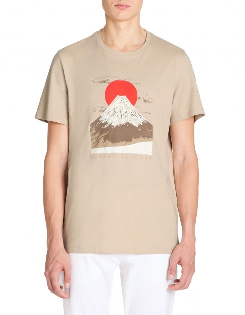 T-shirt col rond en coton - beige