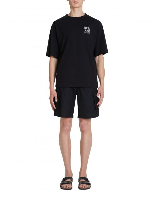 T-shirt col rond en coton - noir