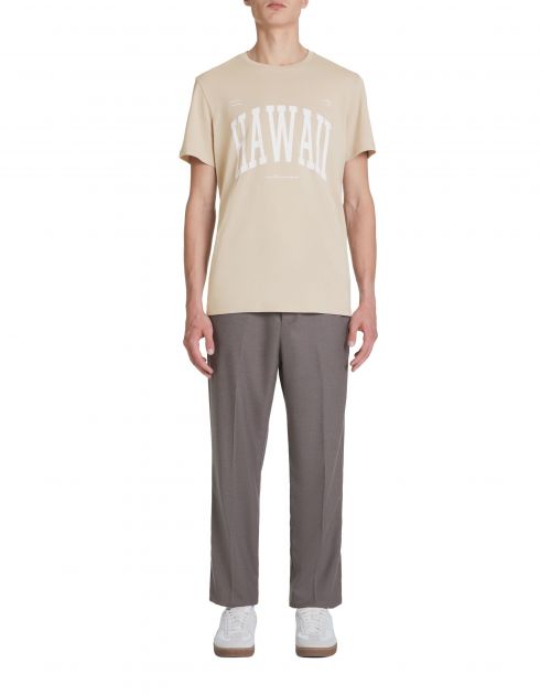 T-shirt col rond en coton - beige