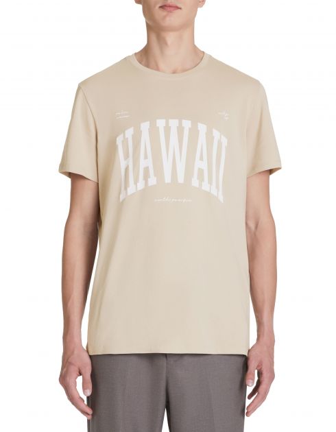 T-shirt col rond en coton - beige