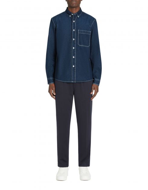 Chemise regular casual en jean - marine