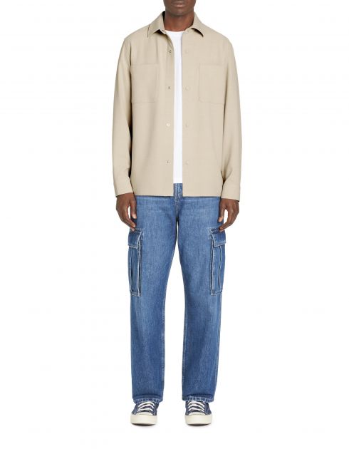 Chemise overshirt en coton stretch - beige