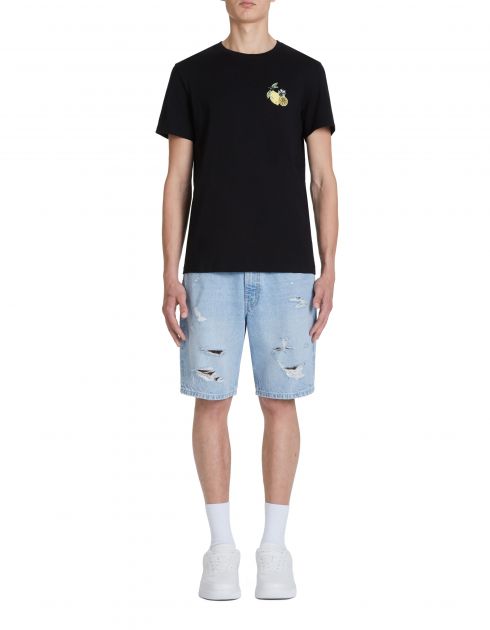 T-shirt col rond en coton - noir