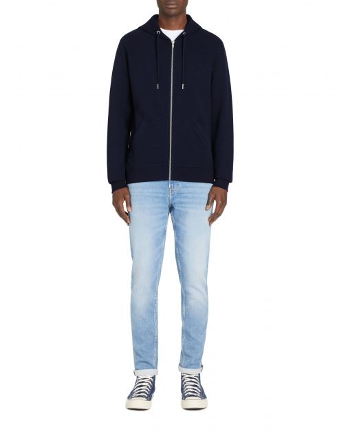 Sweat à capuche 100% coton - marine