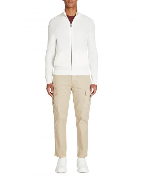 Cardigan col montant en coton - beige