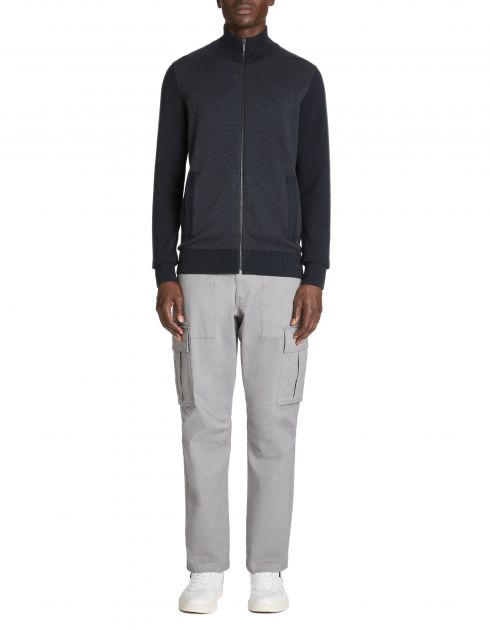 Gilet zippé col montant 100% coton - marine