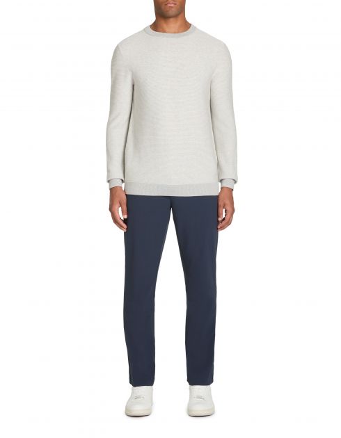 Pull col rond 100% coton - gris chiné