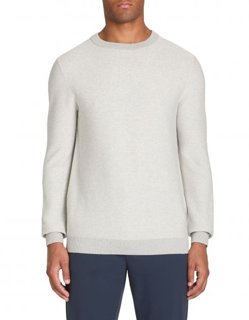 Pull col rond 100% coton - gris chiné
