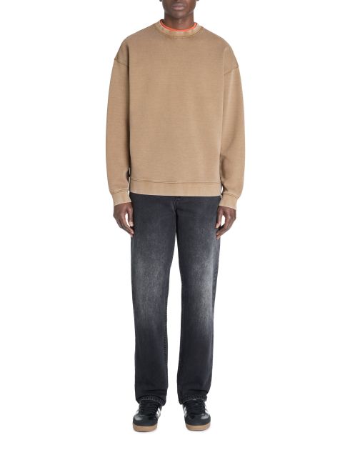 Sweat oversize col rond coton mélangé - taupe