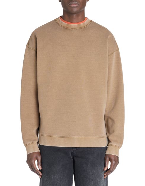 Sweat oversize col rond coton mélangé - taupe