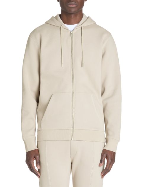 Sweat zippé à capuche regular coton mélangé - beige