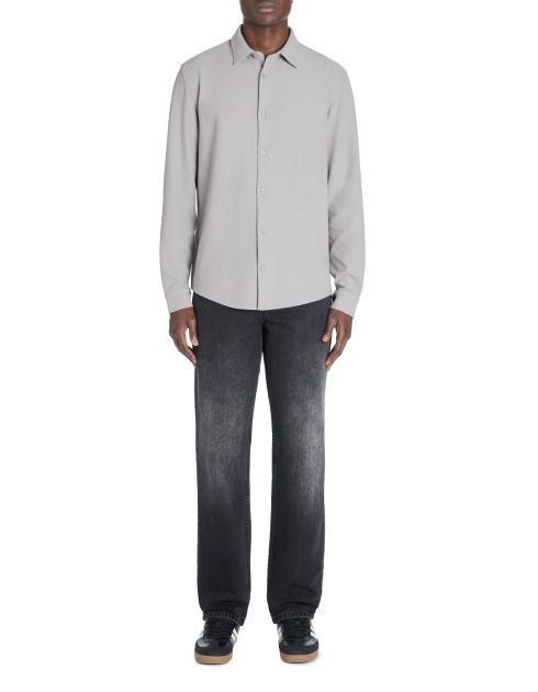 Chemise regular en maille gaufré coton stretch - gris