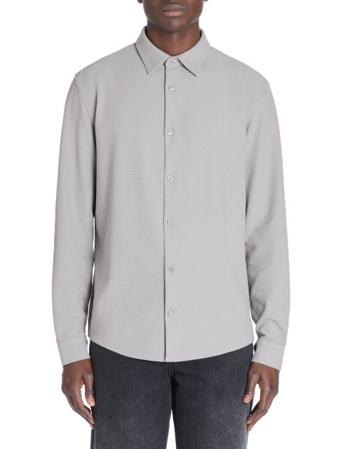 Chemise regular en maille gaufré coton stretch - gris