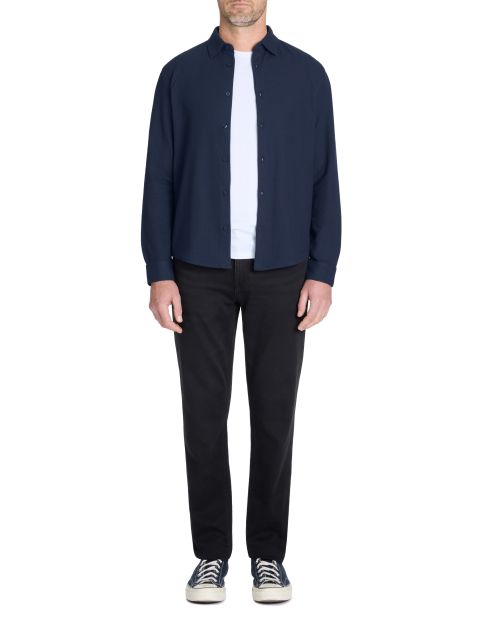 Chemise regular gaufré 100% coton - marine