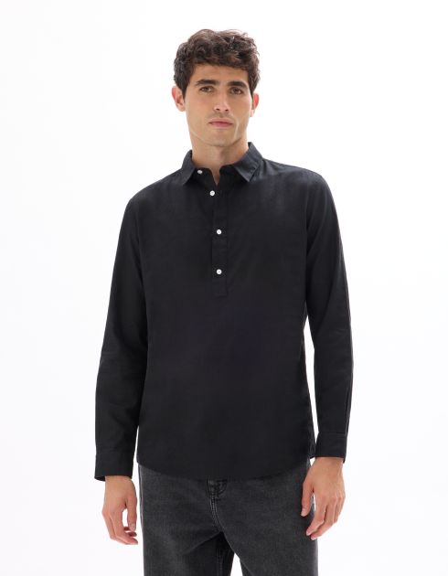 Vareuse unie en lin et coton - noir