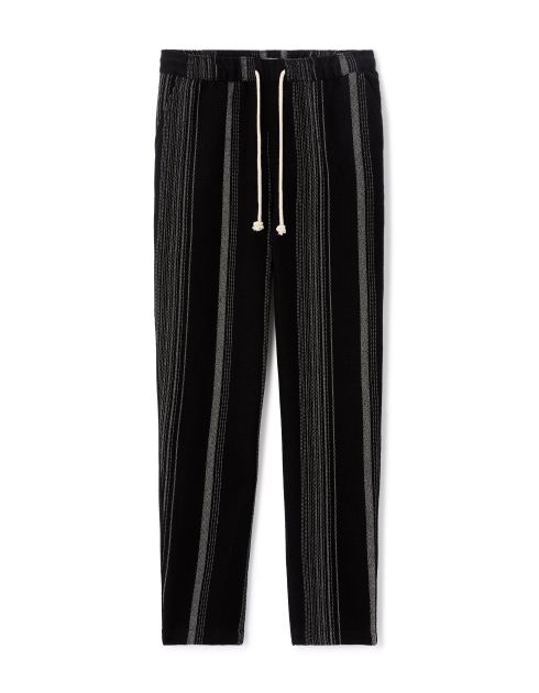 Pantalon straight texturé à rayures - noir