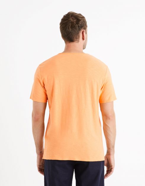 T-shirt encolure tunisienne 100% coton - pêche