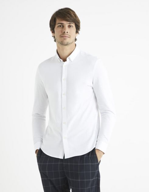 Chemise slim 100% coton maille piquée