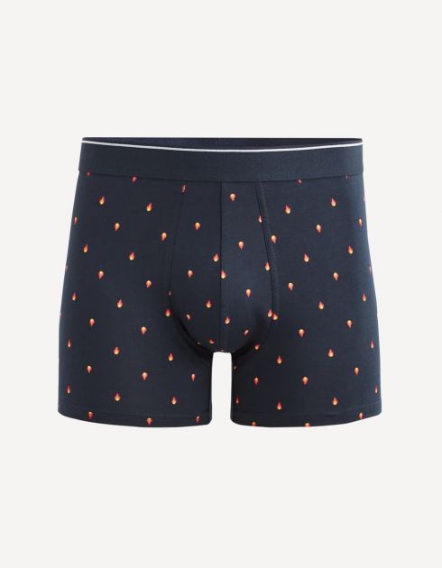 Boxer en coton stretch imprimé flammes