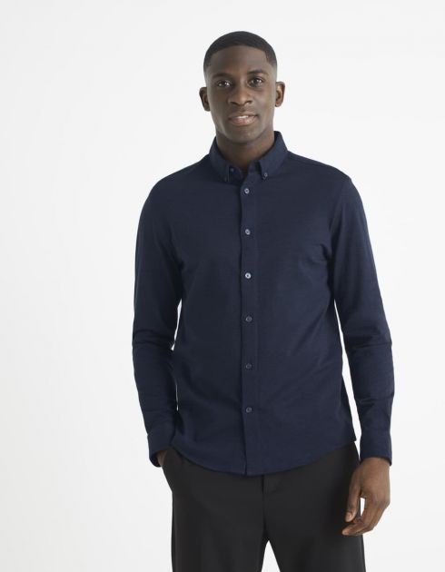 Chemise slim 100% coton maille piquée