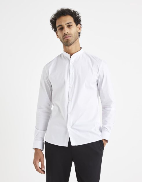 Chemise col mao en coton mélangé