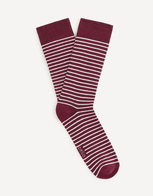 Chaussettes hautes en coton mélangé rayées