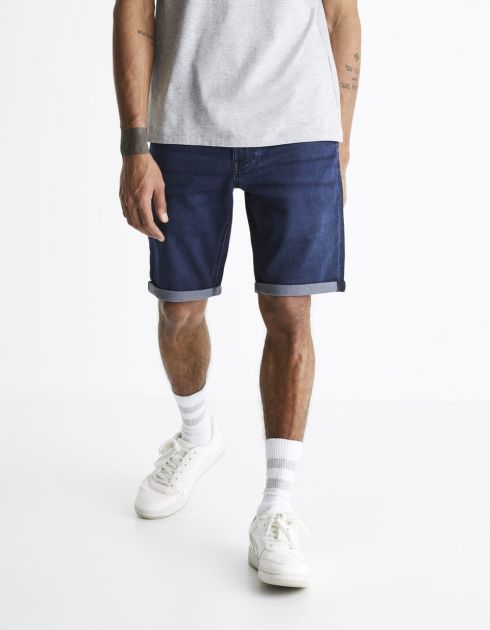 Bermuda denim effet maille