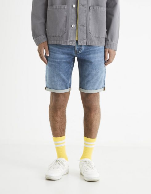 Bermuda denim effet maille