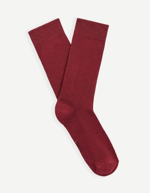 Chaussettes hautes en coton mélangé - bordeaux