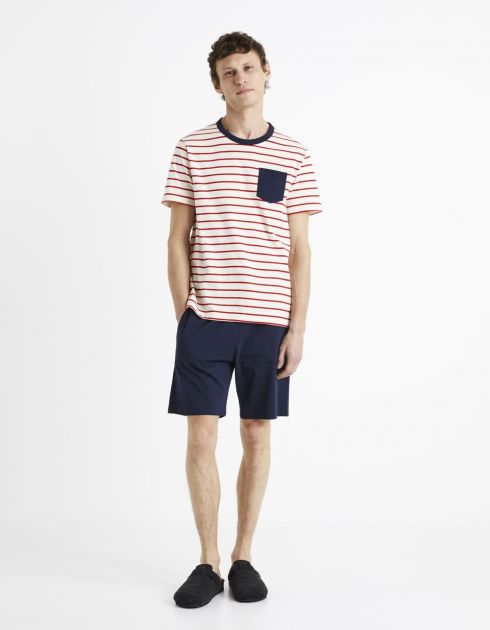 Pyjama manches courtes et short 100% coton - rouge