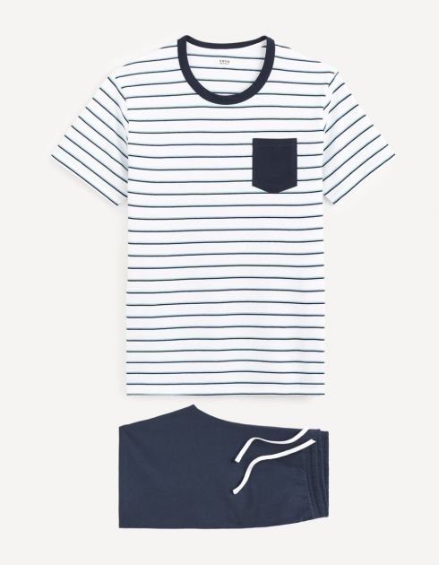 Pyjama manches courtes et short 100% coton - rouge