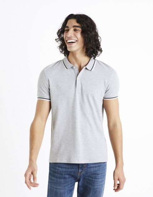 Polo piqué en coton elasthanne - gris